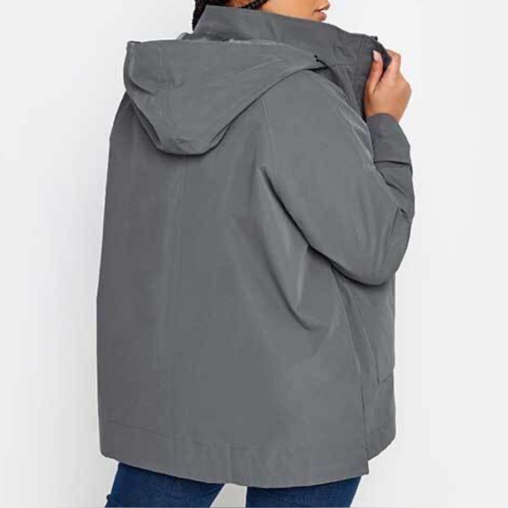 Lands' End women's Charcoal Raincoat gray green coat jacket